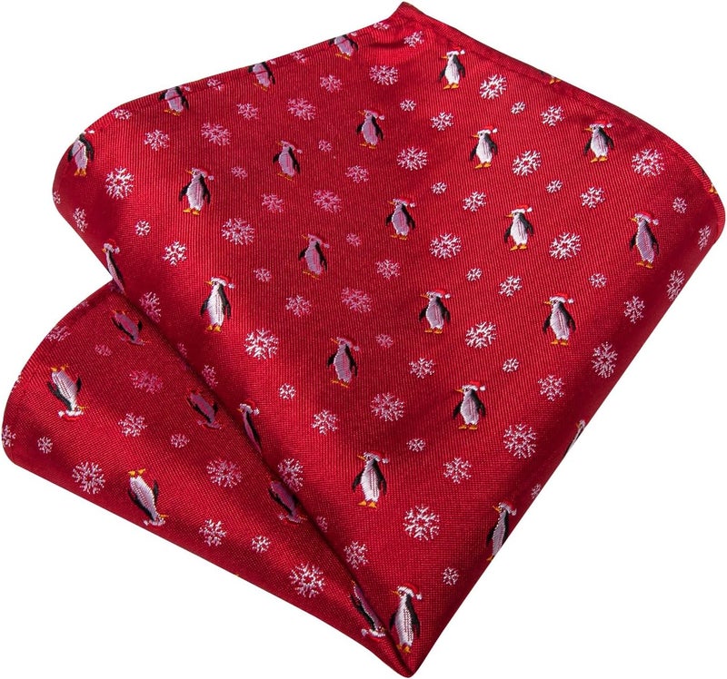 DiBanGu Boys Christmas Tie Set Silk Xmas Holiday Pre-tied tie and pocket Square for Kids Festive Tie with Gift Box - Image 5
